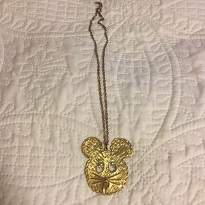 Gold plated vintage Mickey Mouse necklace crystals